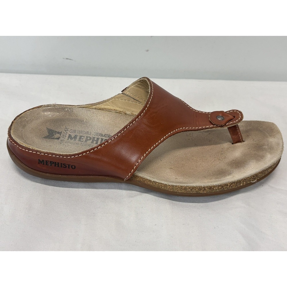Mephisto Air Relax Agacia Toe Post Thong Sandal Shoe Sz EU 37 US 7 Brown Leather